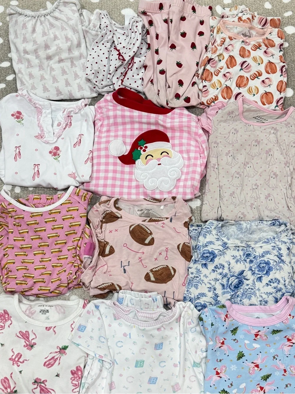 Lot of 19 Pima Pajamas set toddler girl tee pants nightgown santa pumpkins dress
